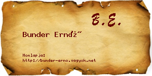 Bunder Ernő névjegykártya